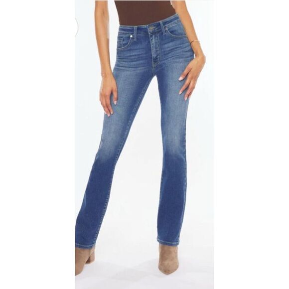 KanCan Womens High Rise Zip Fly Bootcut Denim Jeans Medium Blue Size 1/24‎ NWT - Picture 1 of 10